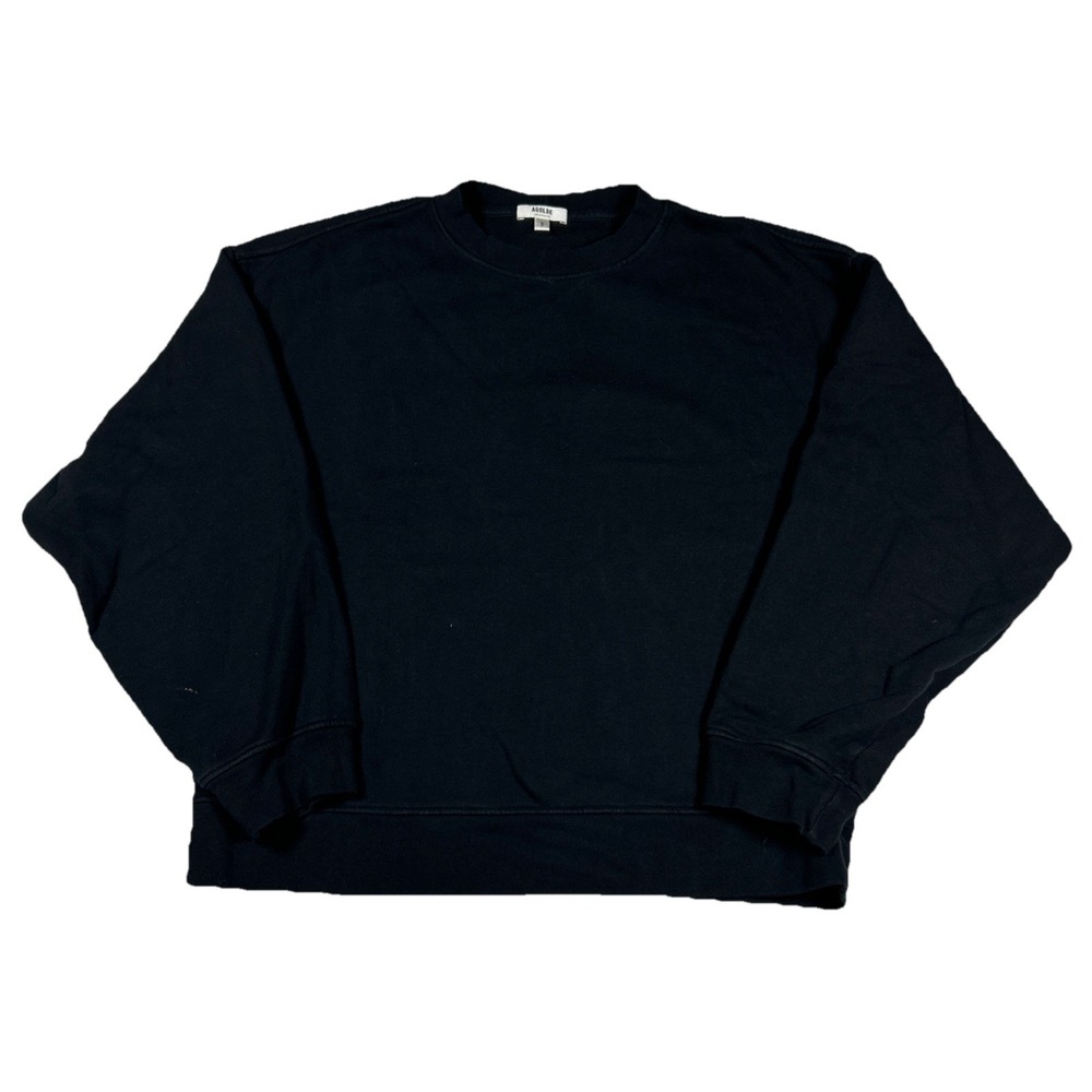 AGOLDE Sweatshirt Womens Small Black Pullover Crewneck Made USA Boxy‎ Cropped
